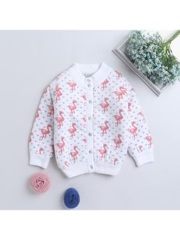Yellow Apple - White Self Design Cozy Warm Kids Full Sleeve Cardigan