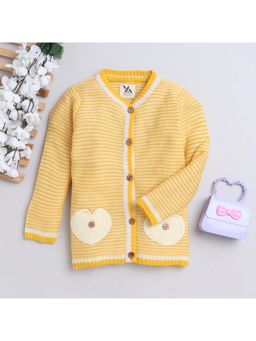 Yellow Apple - Yellow Stripes Cozy Warm Kids Full Sleeve Cardigan