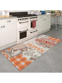 OBSESSIONS - Machine Made Anti- Static In & Outdoor Printed Carpet, D.Beige & Orange