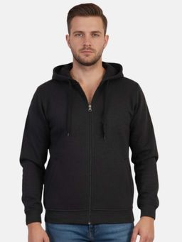 Bonjour - Men's Black Solid Zipper Hooded Jacket