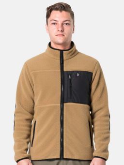 Bonjour - Men's Solid Khaki Full Zipper Jacket