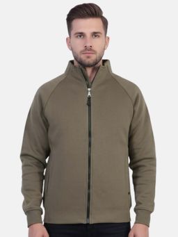 Bonjour - Men's Solid Dark Olive Full Zipper Jacket