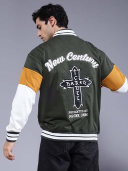 PRONK - New Century Men Varsity Embroidered Bomber Jacket