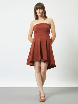 Trend Arrest - Rust Polyester Solid Dress