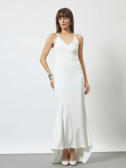 Trend Arrest - White Polyester Solid Dress