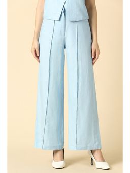 Allen Solly - Women Light Blue Solid Casual Trousers