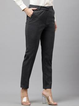 Hancock - Women Dark Grey Formal Trousers