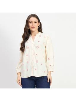 Madame - Printed Off White Viscose Tunic