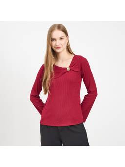 Madame - Textured Maroon Top