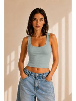 PANIT - Women Ribbed Sleeveless Crop Top