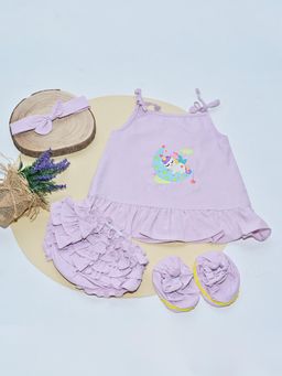 ARTH LIFE - Lavender Dress with Bloomer- Headband and Booties