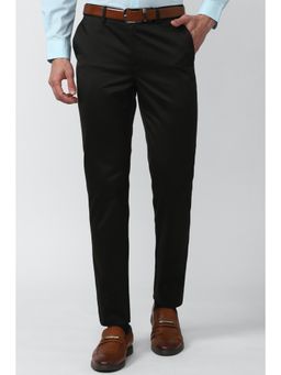 Peter England - Men Black Solid Slim Fit Formal Trousers