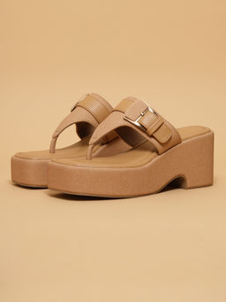 ERIDANI - Cyra Beige Buckle Wedges
