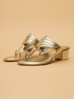 ERIDANI - Vanya Gold Kolhapuri Heels