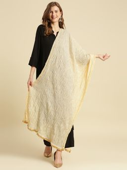 Dupatta Bazaar - Womens Cream Crushed Silk Dupatta