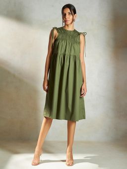 Virgio - Ruched Cotton Midi Dress