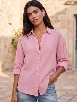 Bewakoof - Womens Pink Solid Oversized Shirt