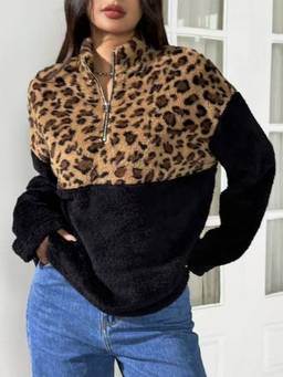 Oh Rare - Women Half-Open Zipper Pullover Top