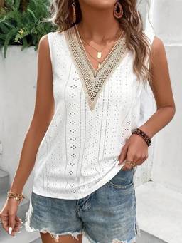 Oh Rare - Women V-Neck Vest Style Hollow Casual Top