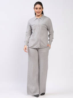 Global Republic - Viscose Nylon Spread Collar Co-Ord Set For Women
