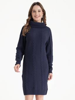JOE Hazel - Navy Womens EleTextured Turtleneck Sweater Dress