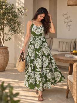 WineRed - Women Strappy Dress Green