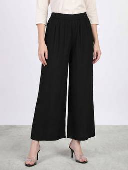 R&B - Women Black Straight Fit Palazzo