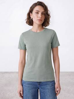 R&B - Women Brown Short Sleeve Round Neck T-Shirt