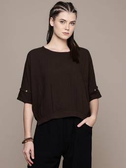 The Veshti Company - Womens Cotton Baggy Fit Top Cotton Oversized Top Brown