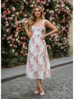 AM SWAN - Premium Muslin Digital Print Dress