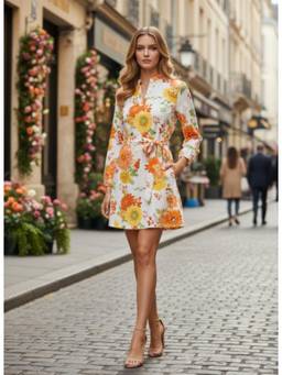 AM SWAN - Premium Muslin Digital Print Dress