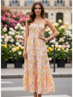 AM SWAN - Luxury Cambric Digital Print Dress