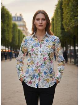 AM SWAN - Premium Micro Digital Print Puff Sleeve Shirt