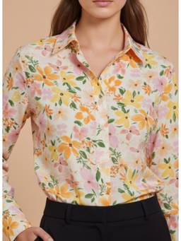 AM SWAN - Luxury Cambric Digital Print Puff Sleeve Shirt