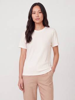 max - Women Ribbed Knit T-Shirt White