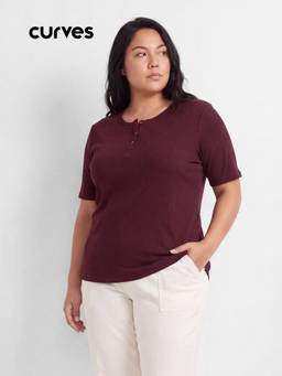 max - Women Ribbed T-Shirt Purple