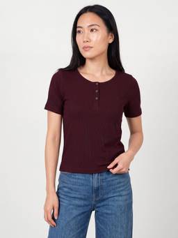 max - Women Ribbed T-Shirt Purple