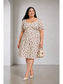 Beyond the Curve - VIRGIO - Floral Cotton Sweetheart Plus Size Dress For Women