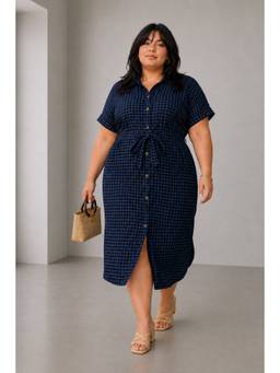 Beyond the Curve - VIRGIO - Checked Oversized Shirt Plus Size Dress For Women