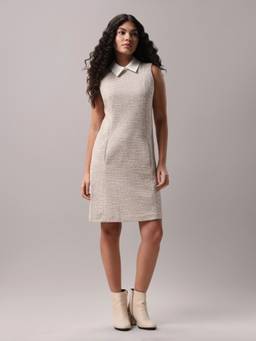 Calvin Klein - Polyester Peter-Pan Collar A-Line Dress