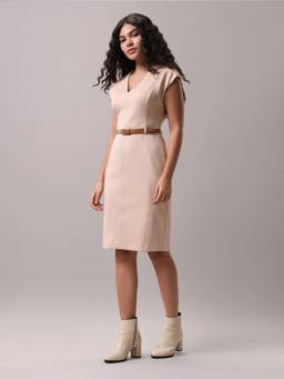 Calvin Klein - Polyester V-Neck A-Line Dress