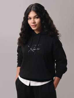 Calvin Klein - Regular Fit Cotton Hooded Neck Sweatshirt Black