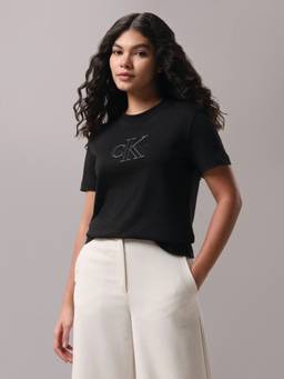 Calvin Klein - Embroidered Logo Regular Fit Cotton T-Shirt Black