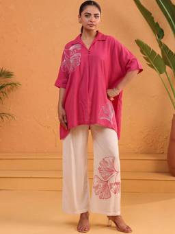 ZUMMER - Floral Embroidered Co-Ords Set Pink