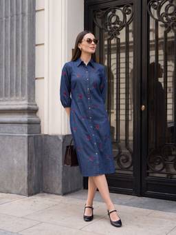 ZUMMER - Denim Embroidered Dress Blue