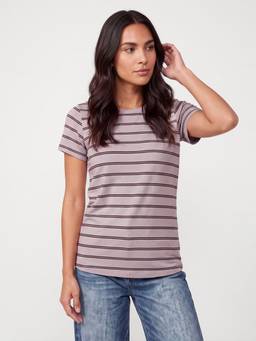 max - Women Striped T-Shirt Purple