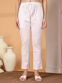 Khaka-The Chikankari Heritage - Women Chikankari Computer Pant