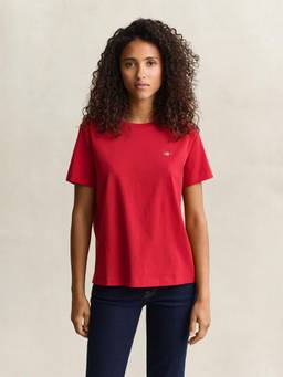 GANT - Women Red Regular Fit Solid Cotton T-Shirt