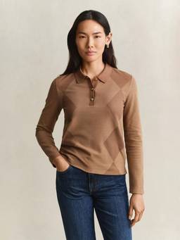 GANT - Women Brown Regular Fit Pure Cotton Polo T-Shirt