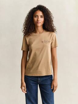 GANT - Women Brown Regular Fit Solid Cotton T-Shirt